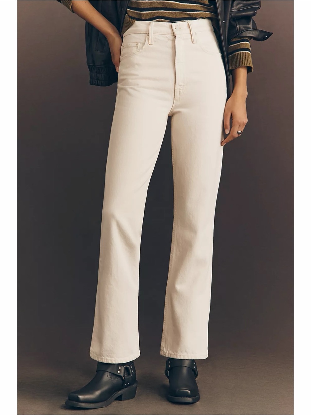 MOTHER Scooter Skimp High Rise Bootcut Jeans Natural Clean 29 Rigid Denim Cream